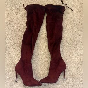 Aldo Burgundy Over-the-Knee Boots